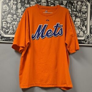 Mens Majestic Orange Mets Short Sleeve Tee